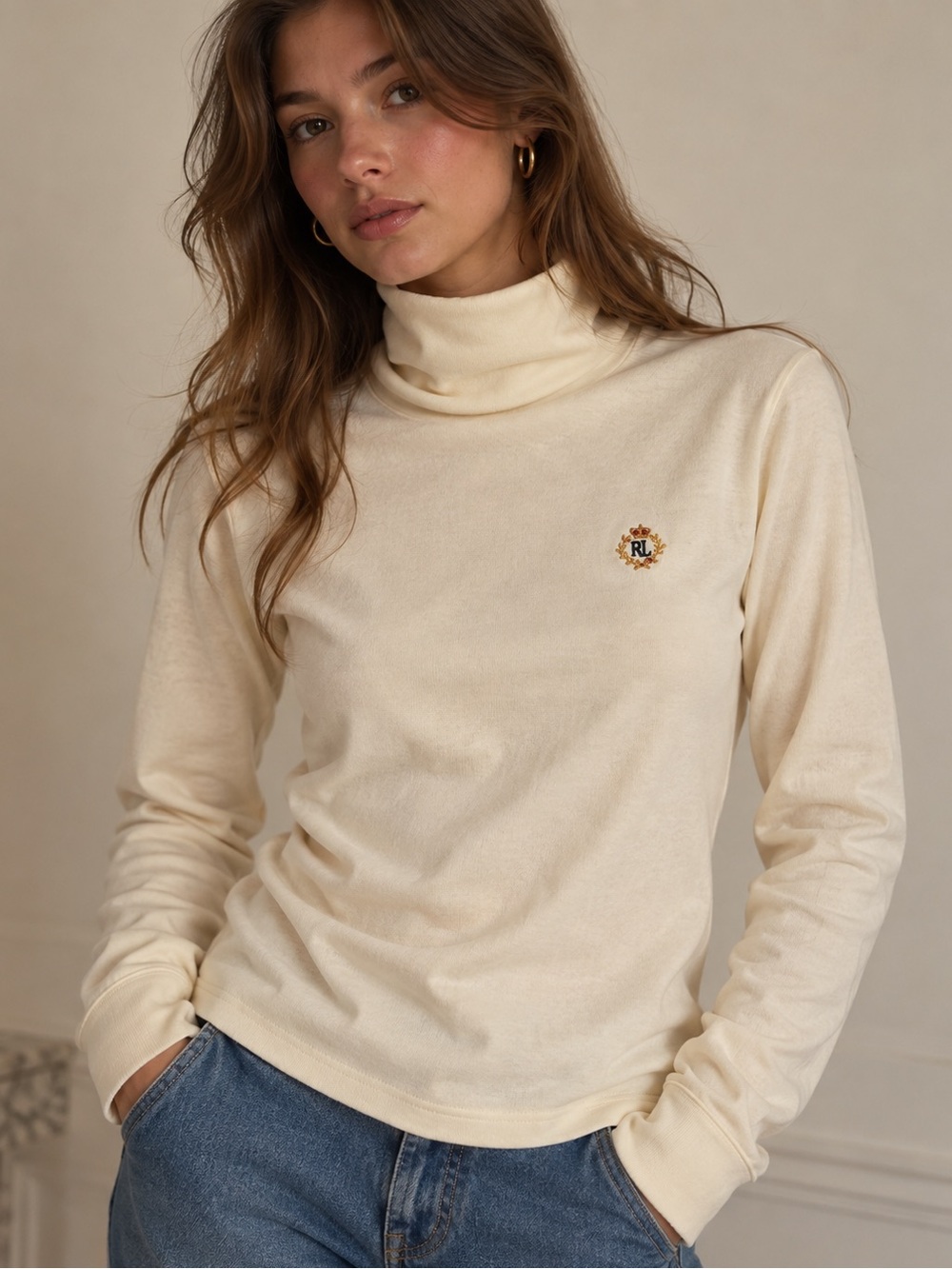 Vintage Ralph Lauren Cream Turtleneck | Preppy Heritage style | NWT